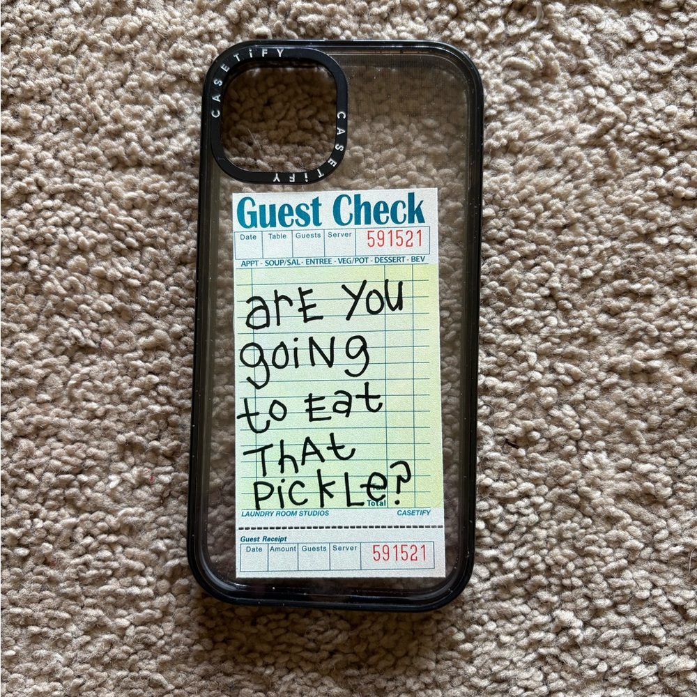 Casetify Black Phone Case with Guest Check Design